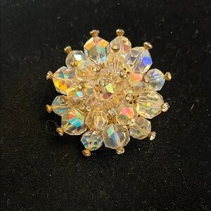 Elegant Gold Crystal Brooch